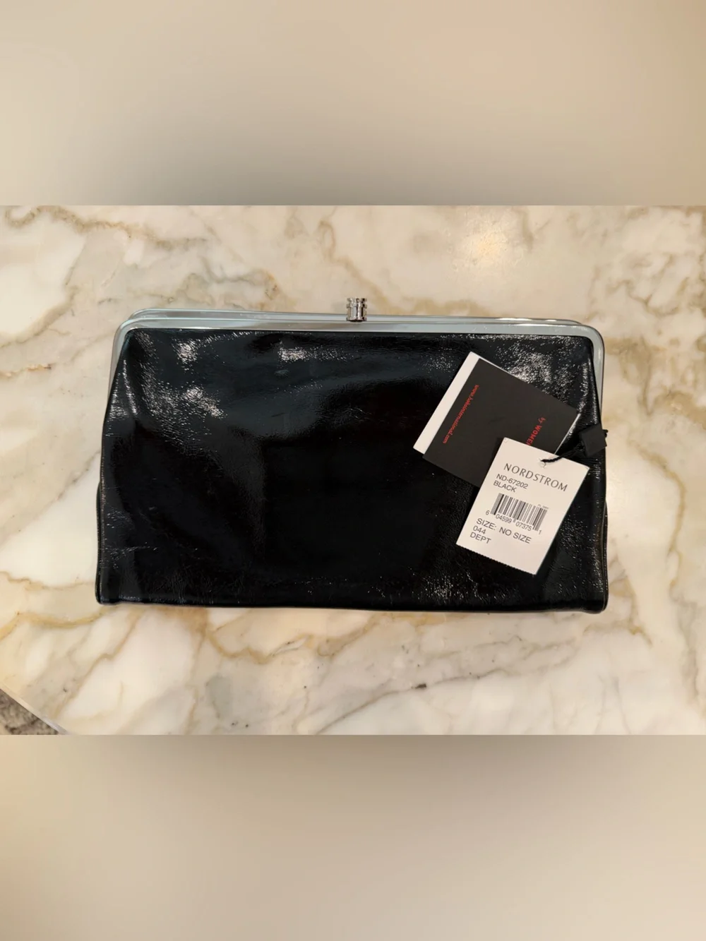 HOBO NWT Black Patent Kiss-Lock Frame Clutch-great gift.